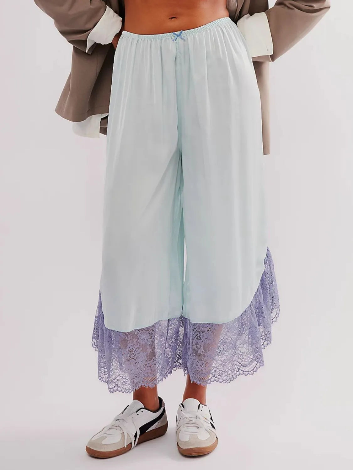 Lace Detail Wide Leg Pants