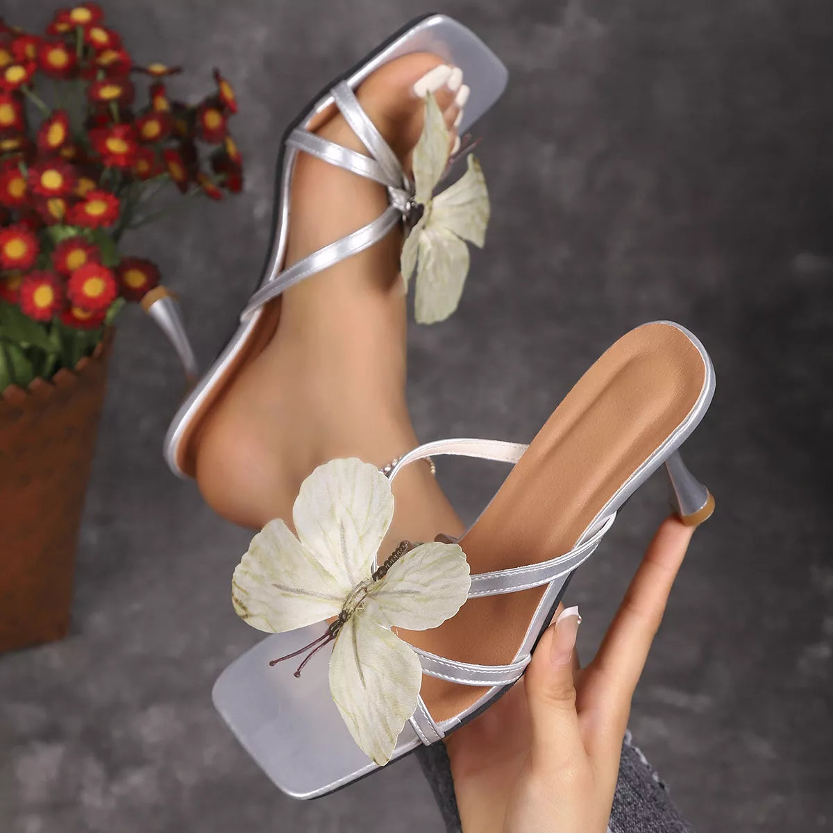 Butterfly Flare Heels Sandals