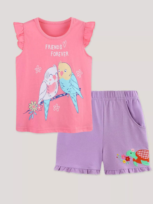 Children's Friends Forever Birdie Graphic Top and Shorts Set