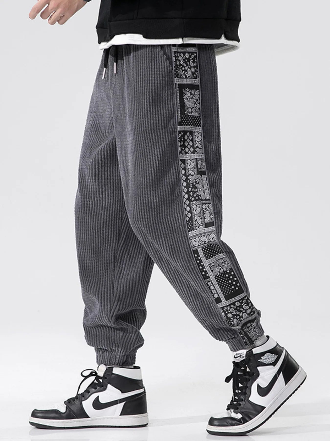 Men's Plus Size Drawstring Contrast Panel Joggers