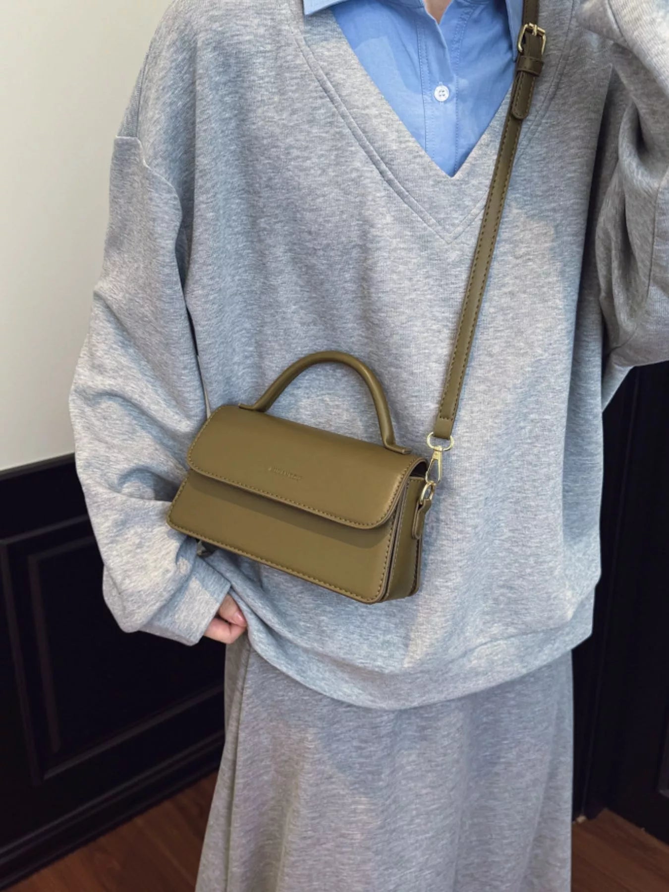 PU Leather Flap Crossbody Bag