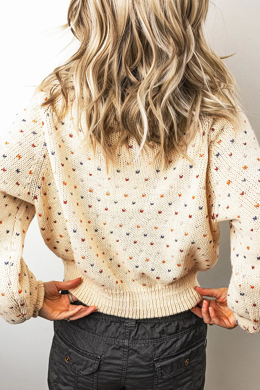 Geometric Print Button Front Long Sleeve Cardigan