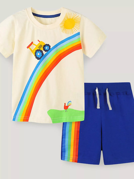 Kids' Tractor Rainbow Tee and Shorts Set