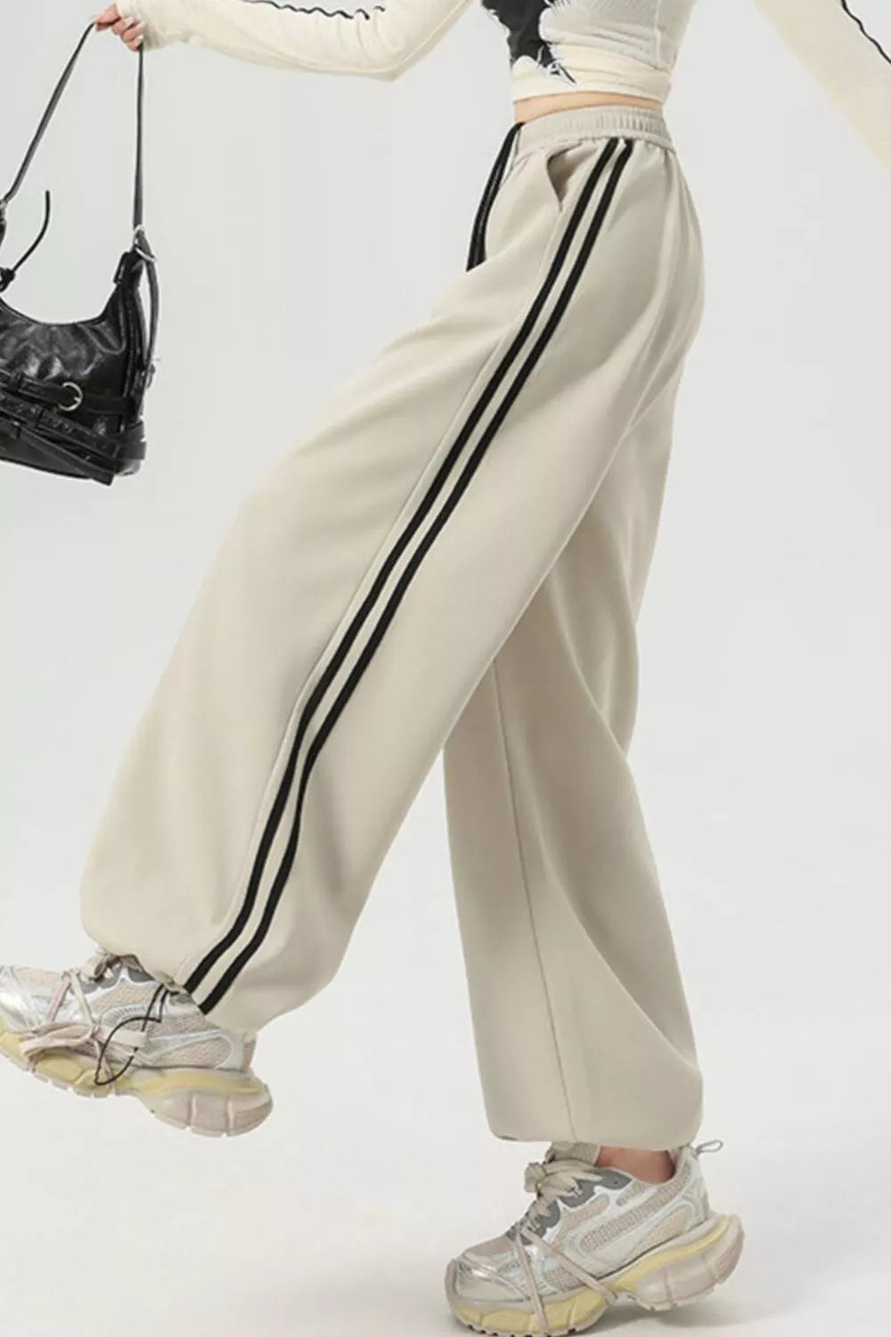 Wide Leg Side Striped Pants