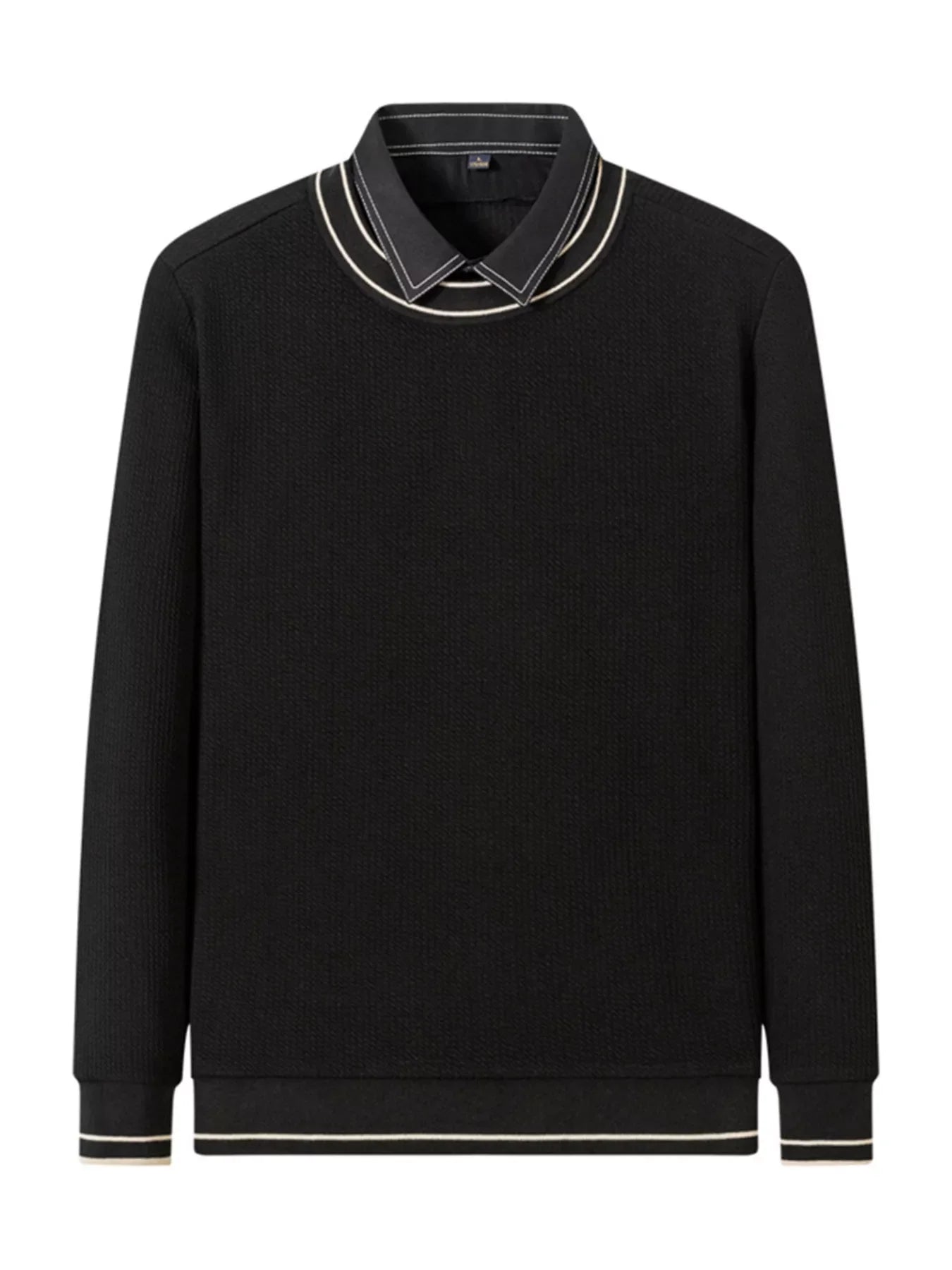 Men's Plus Size Collared Neck Ribbed Sweater