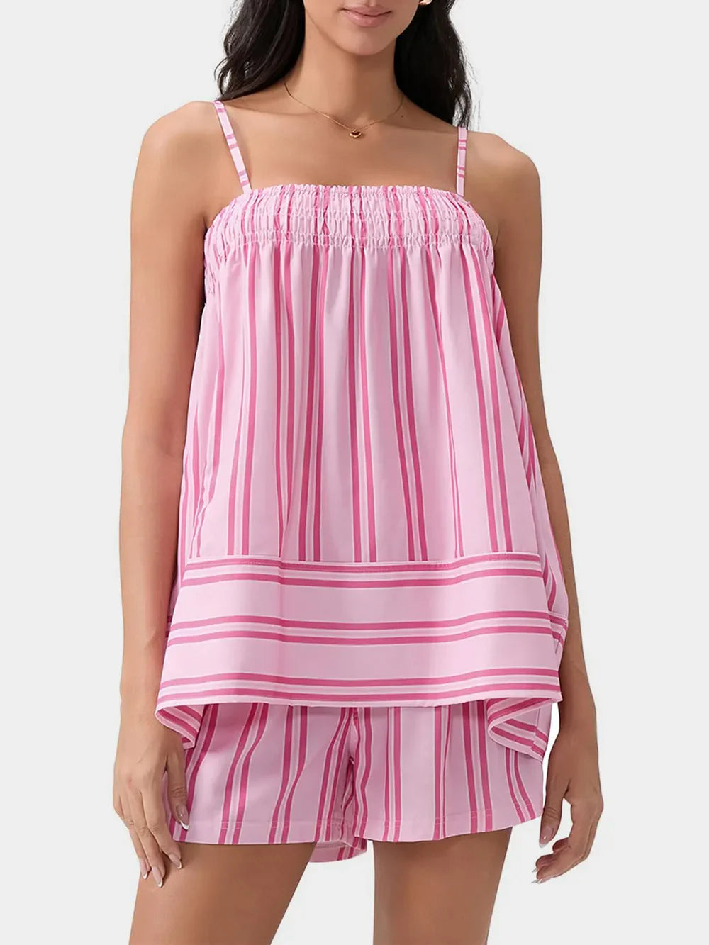 Smocked Square Neck Cami and Shorts Set