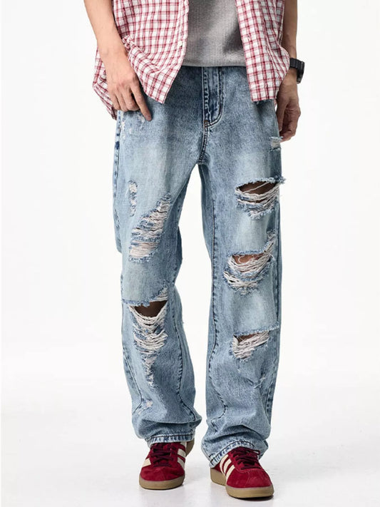 Men's Distressed Wide Leg Jeans