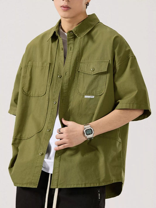 Men's Full Size Button Up Half Sleeve Shirt Plus Size