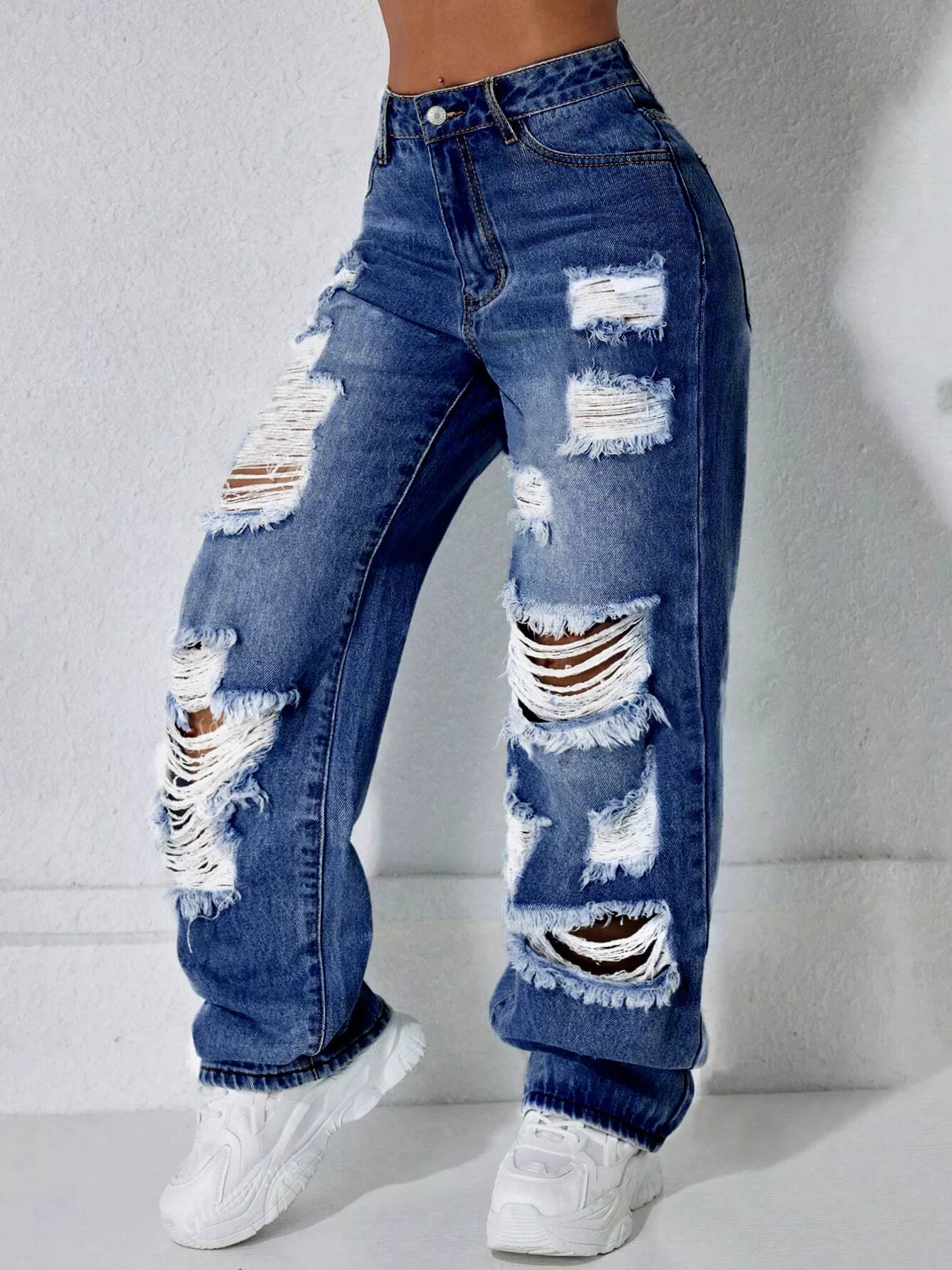 Distressed Wide Leg Jeans