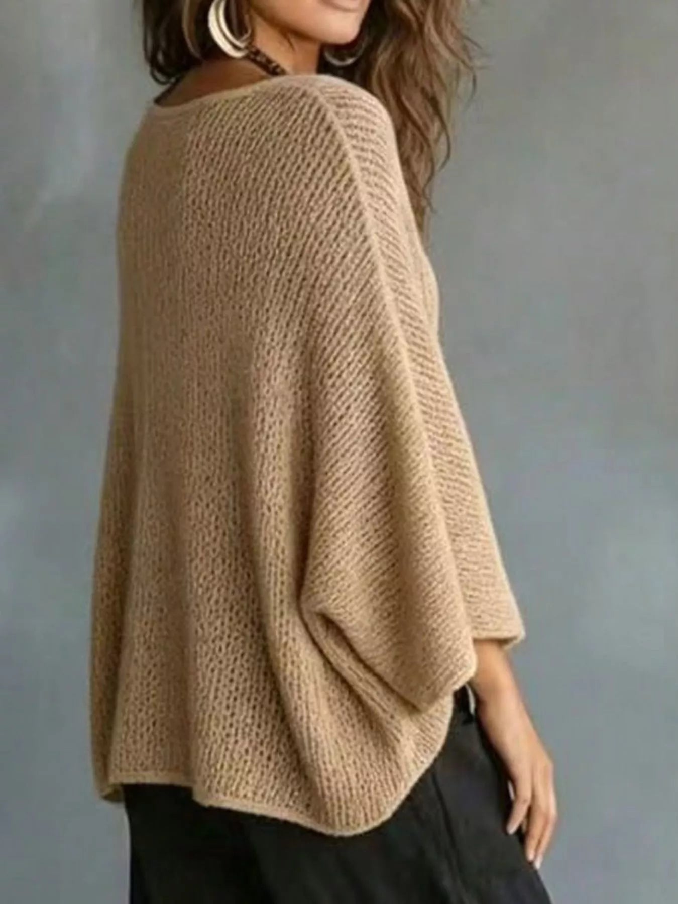 V-Neck Batwing Sleeve Sweater