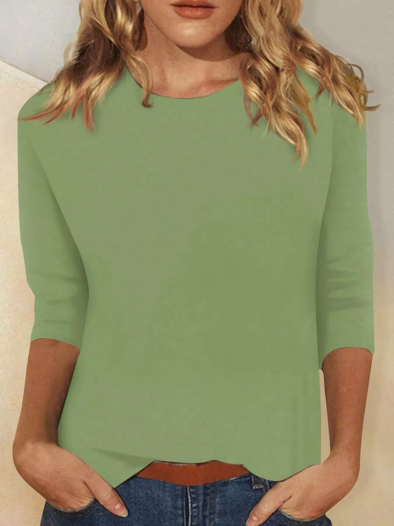 Solid Color Round Neck T-Shirt