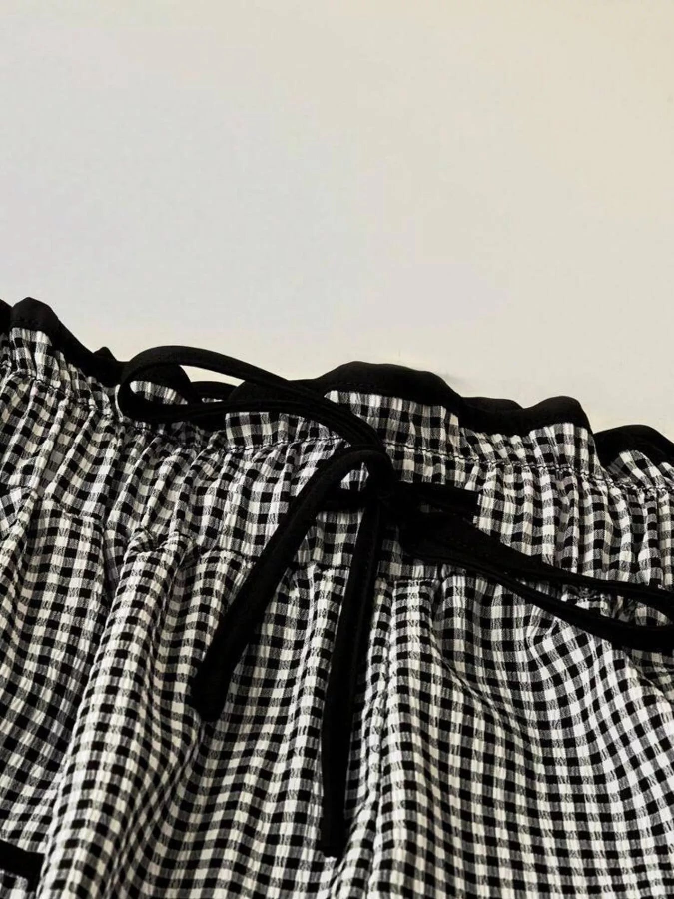 Gingham High-Waisted Wide-Leg Pants