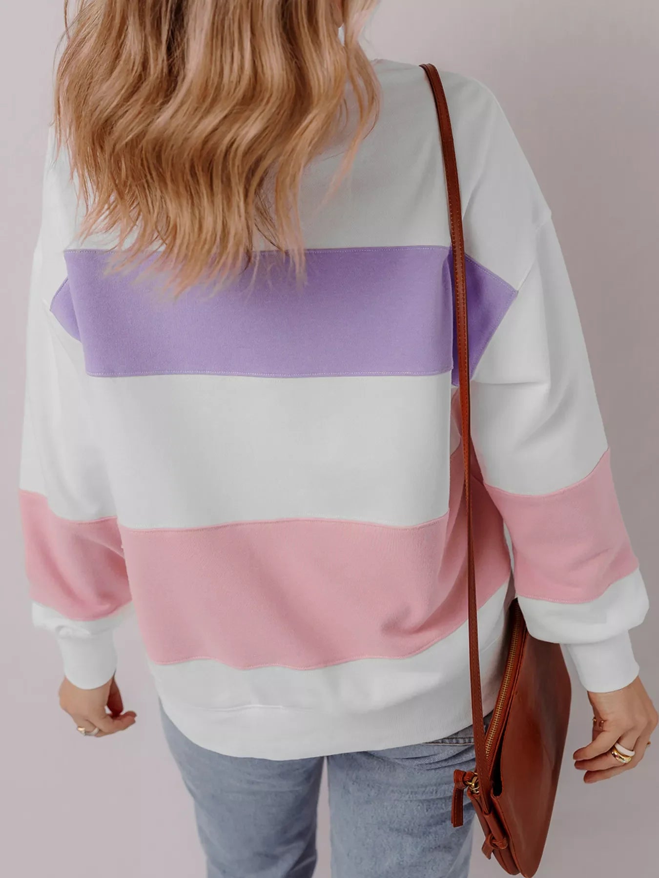 Colorblock Patchwork Drop Shoulder Crewneck Sweatshirt