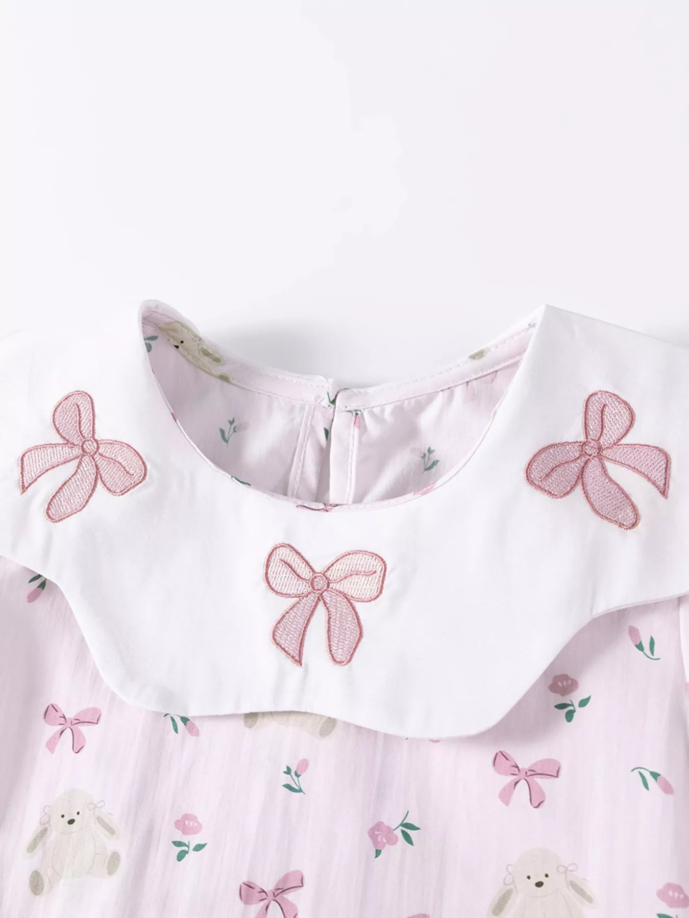 Children's Bow Print Peter Pan Collar Dress