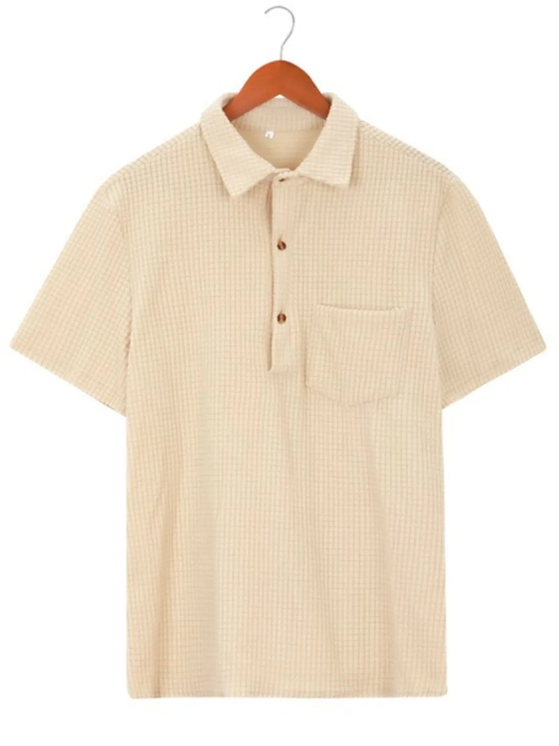 Men's Full Size Button Detail Short Sleeve Polo Plus Size