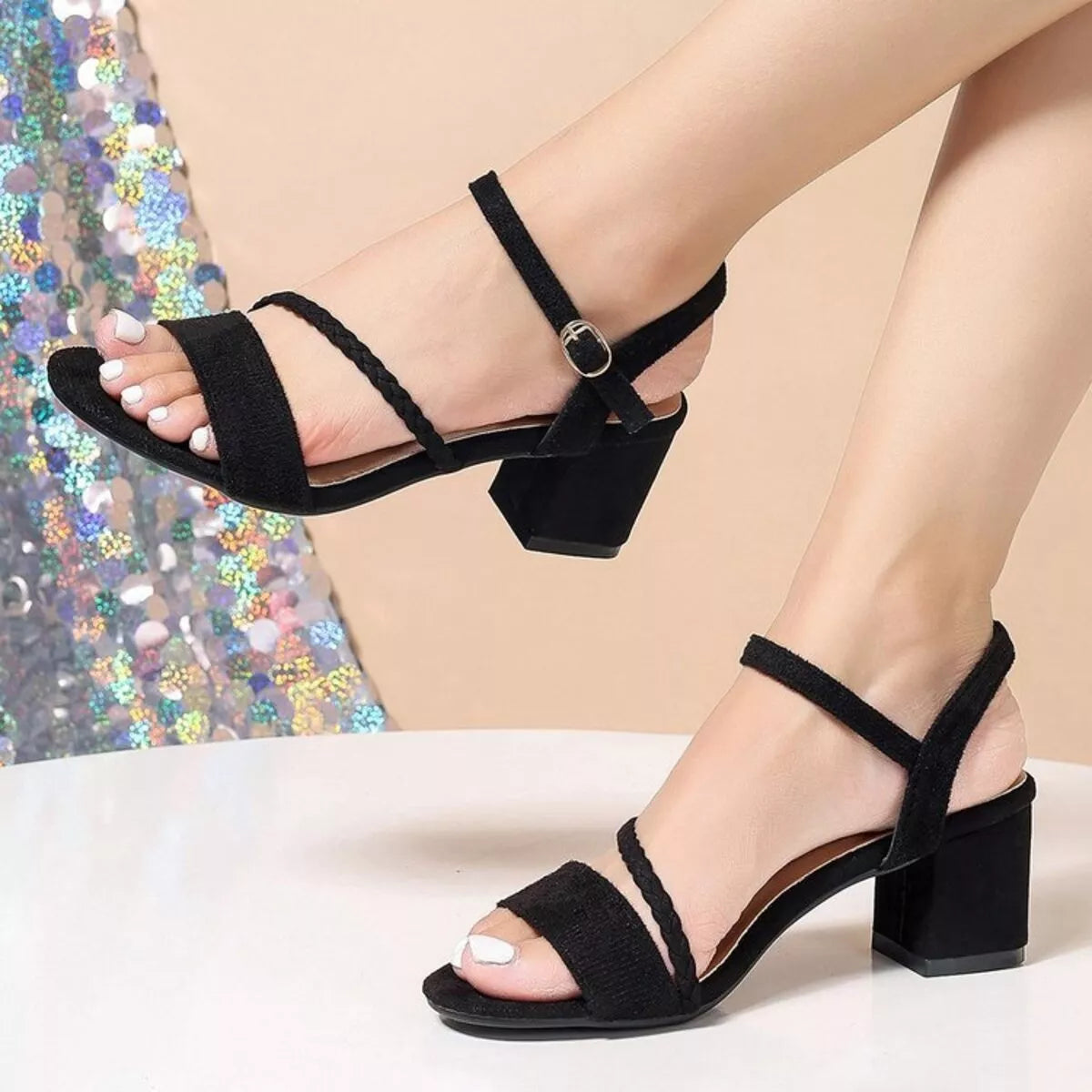 Open Toe Block Heels Sandals