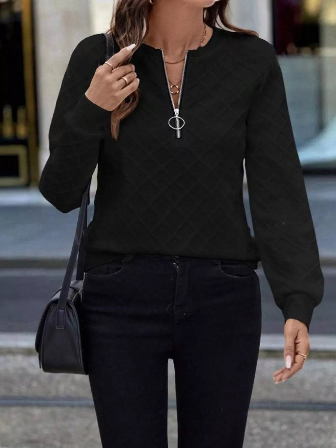 Textured Quarter-Zip Sweatshirt