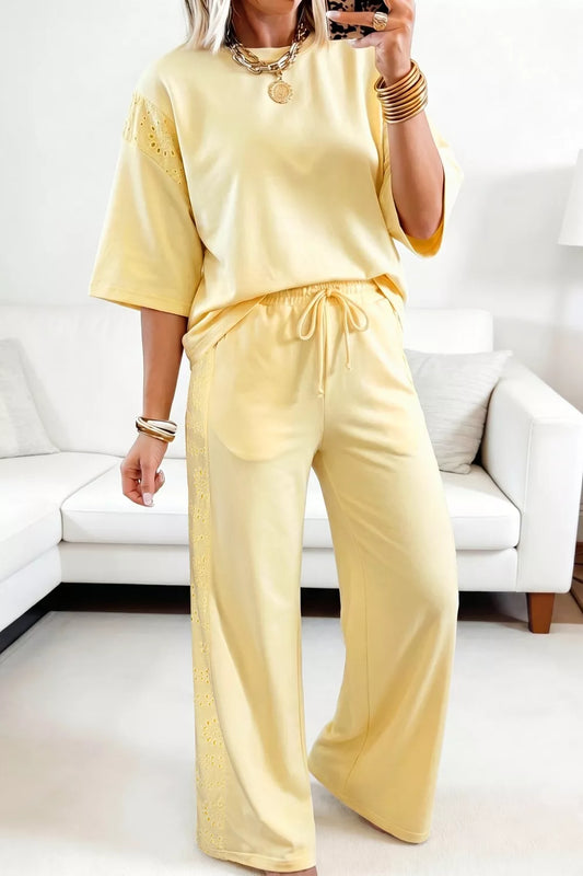 Half Sleeve Top and Drawstring Pants Set