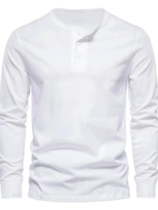 Men's Full Size Button Detail Long Sleeve Henley T-Shirt Plus Size
