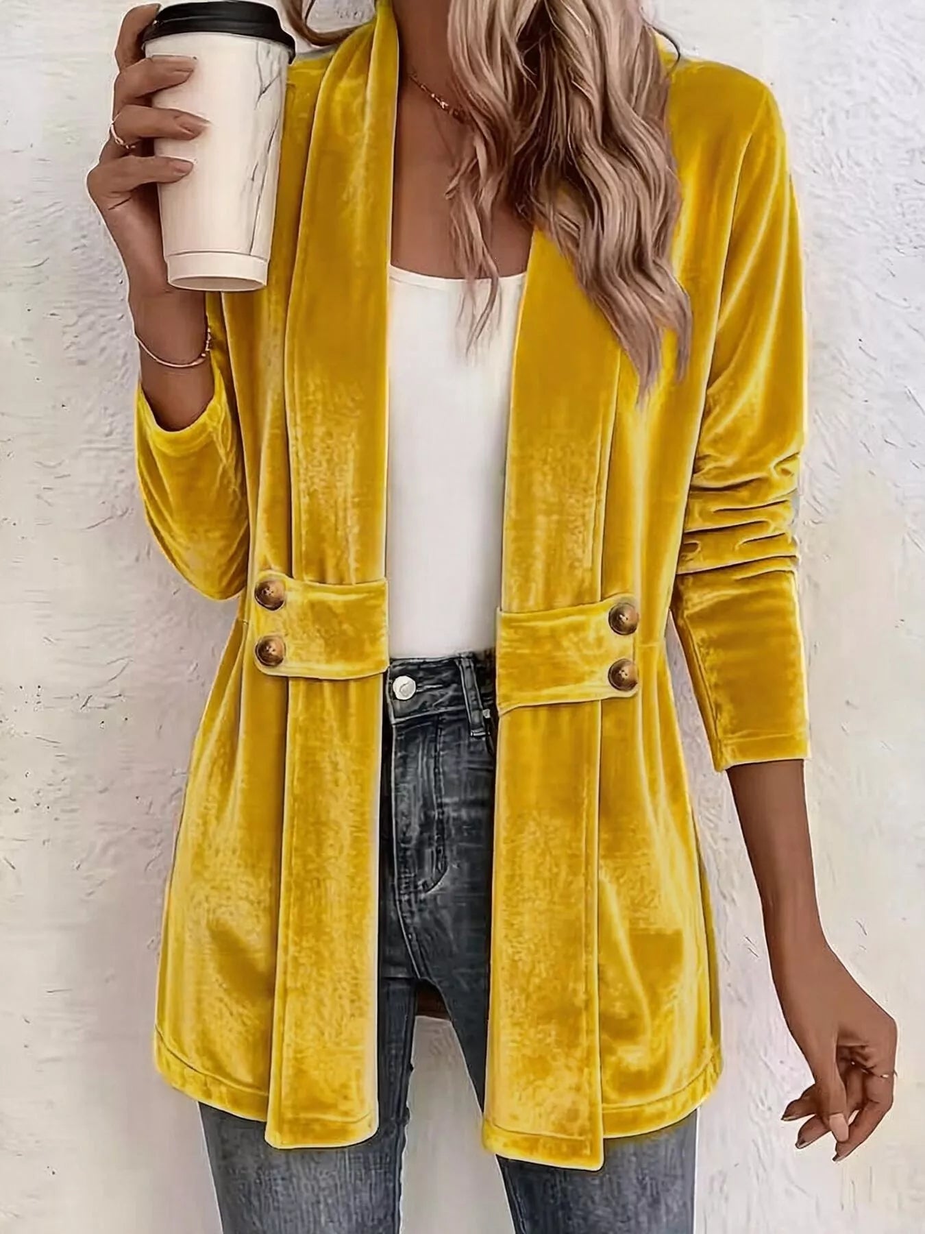Full Size Velvet Open-Front Cardigan Plus Size