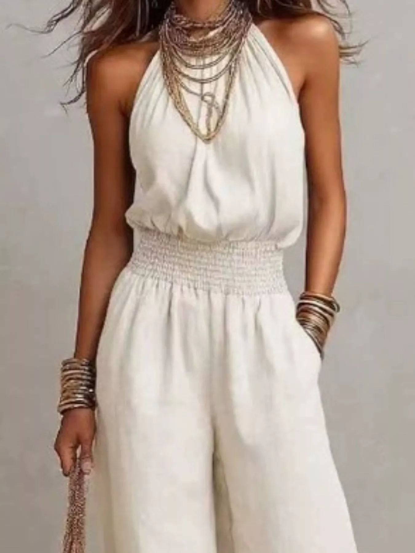 Elegant Halter Neck Wide-Leg Jumpsuit