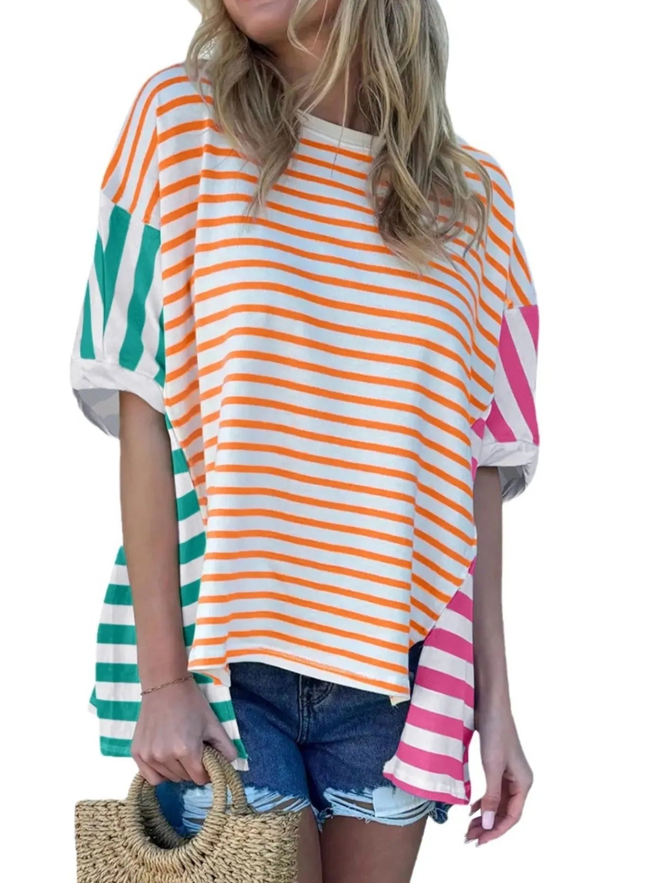 Colorful Striped Oversized T-Shirt