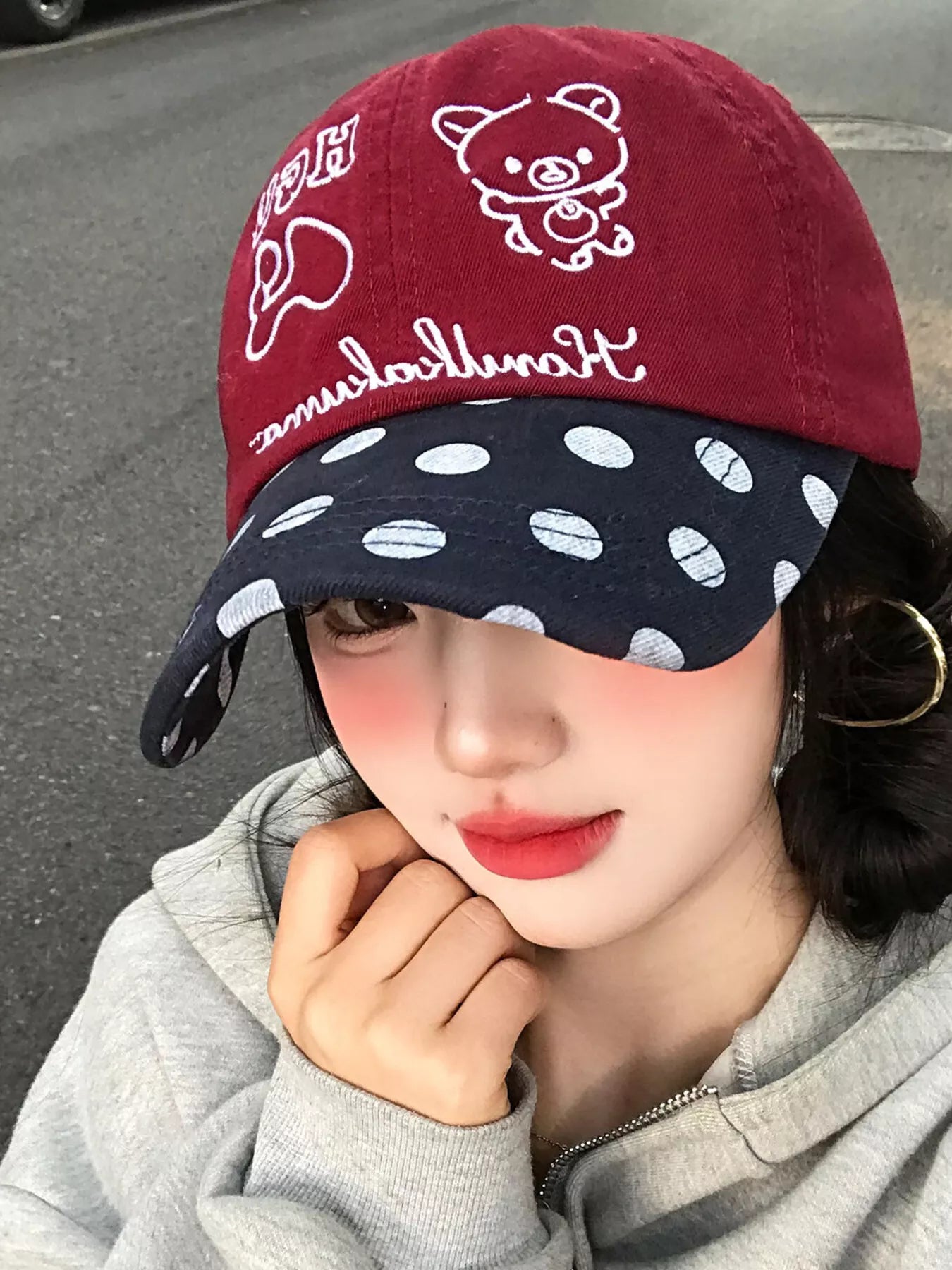 Polka Dot Embroidered Baseball Cap