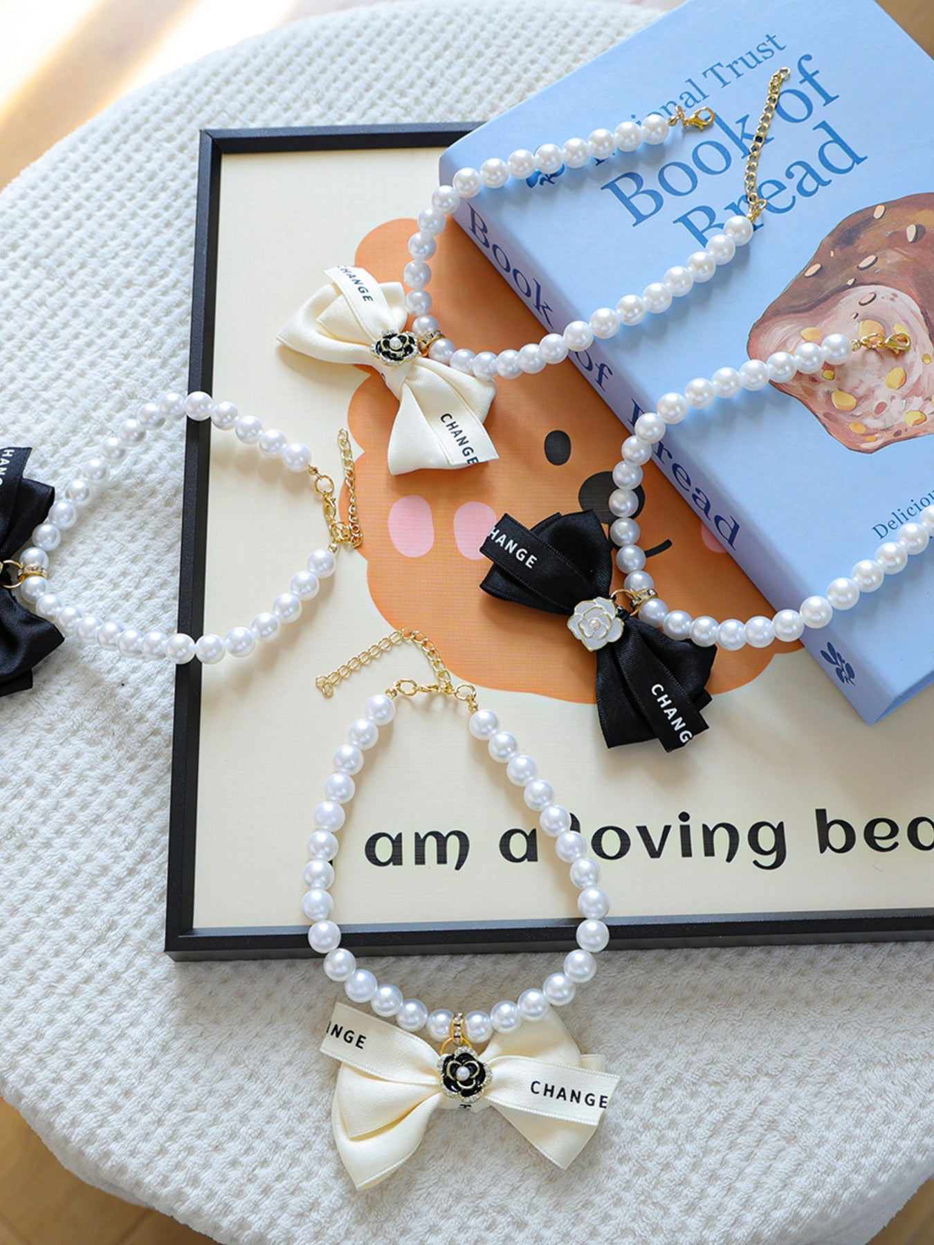Pearl Bowknot Pet Necklace