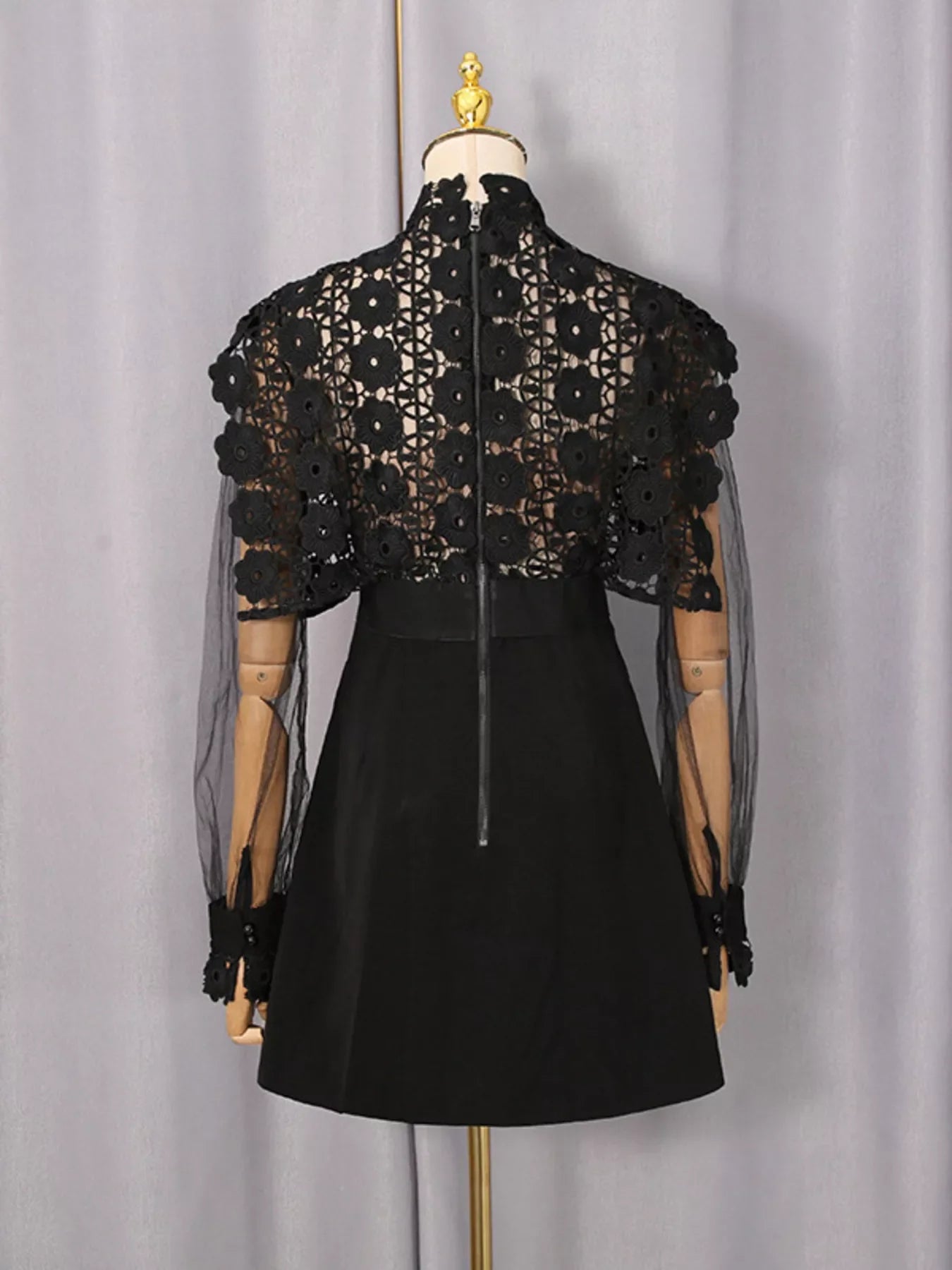 Lace Sheer Sleeve Mini Dress