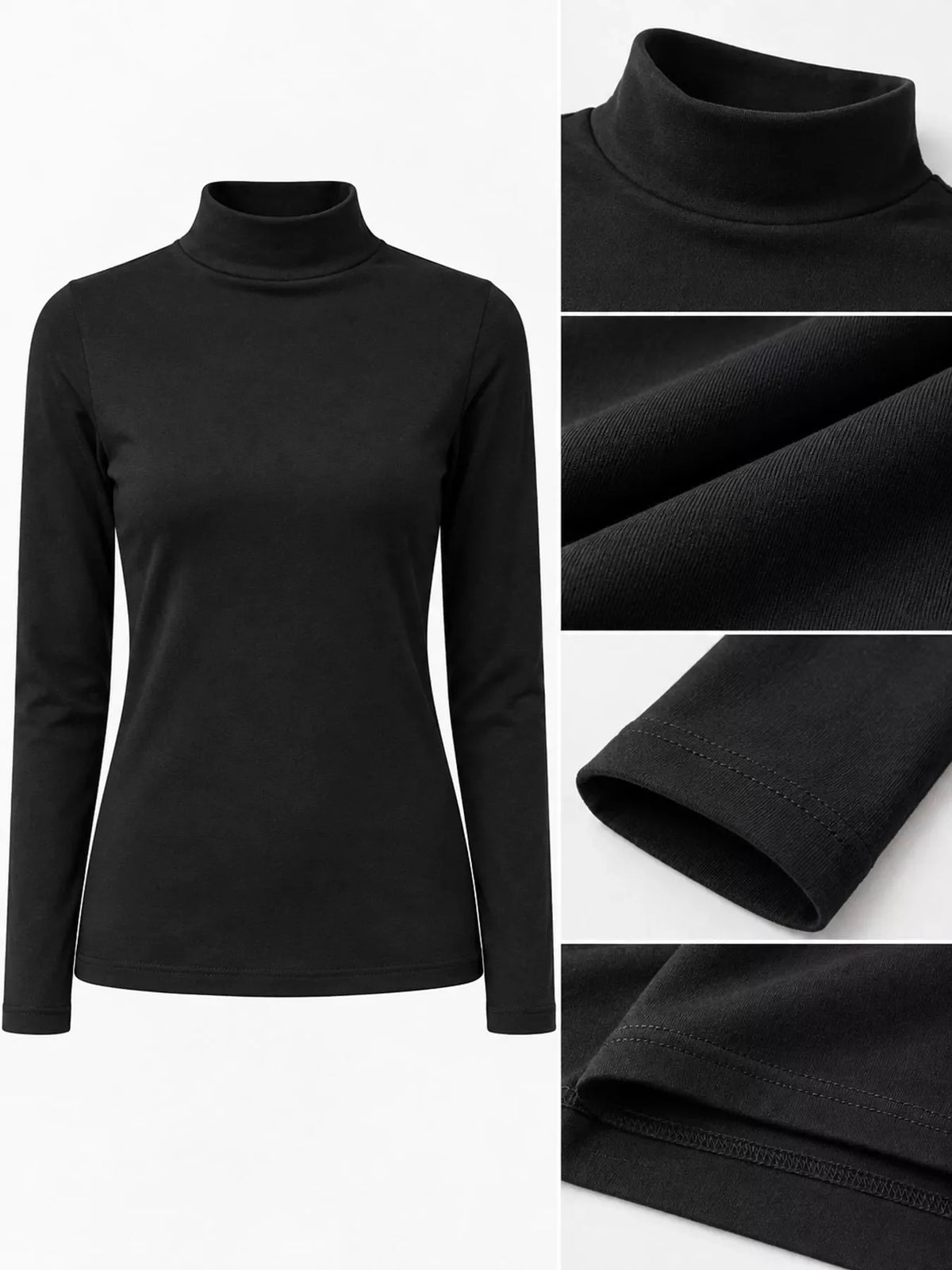 Full Size Slim-Fit Mock Neck Long Sleeve Basic T-Shirt Plus Size