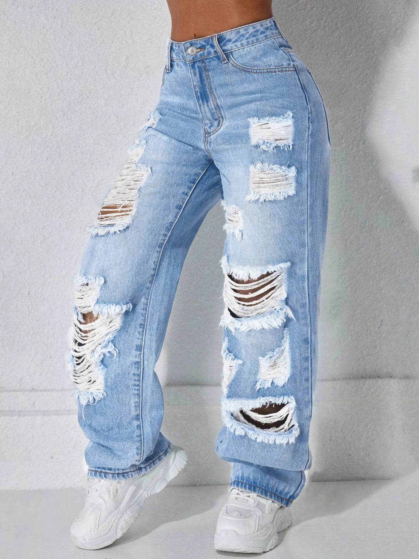 Distressed Wide Leg Jeans