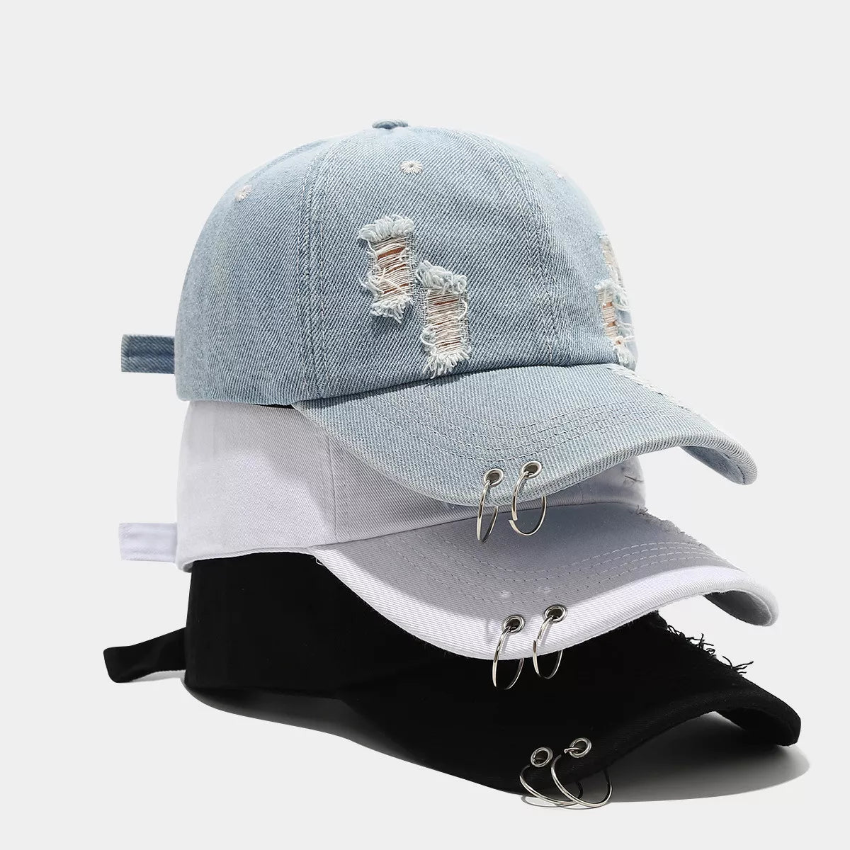 Distressed Denim Baseball Cap