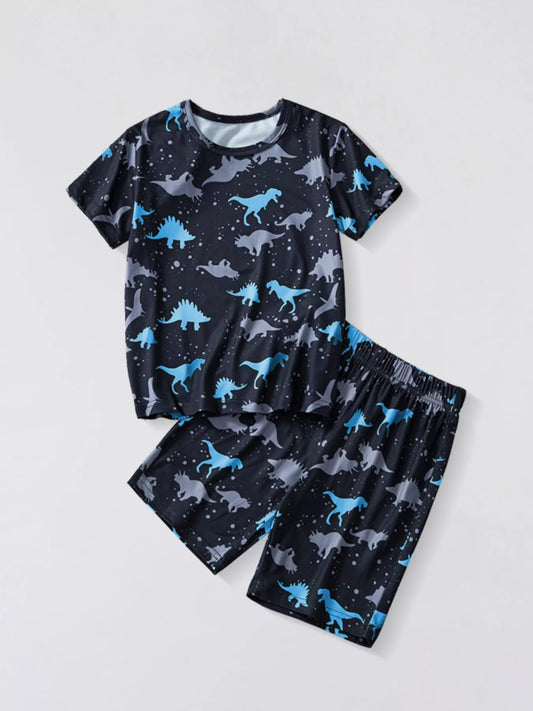 Children's Dinosaur Print Top and Shorts Casual Set