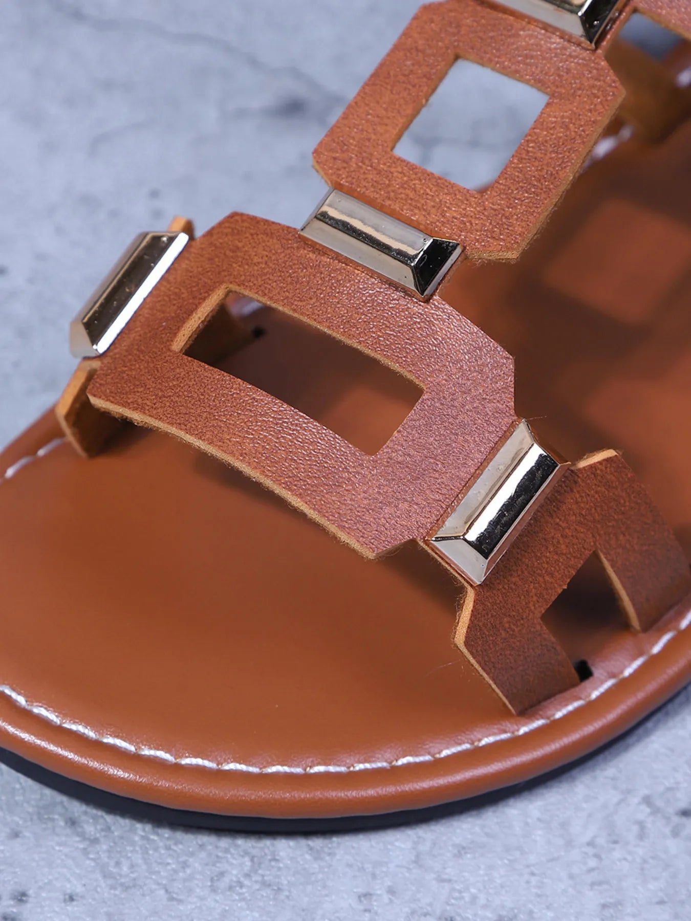 Leather H-Style Flat Sandals