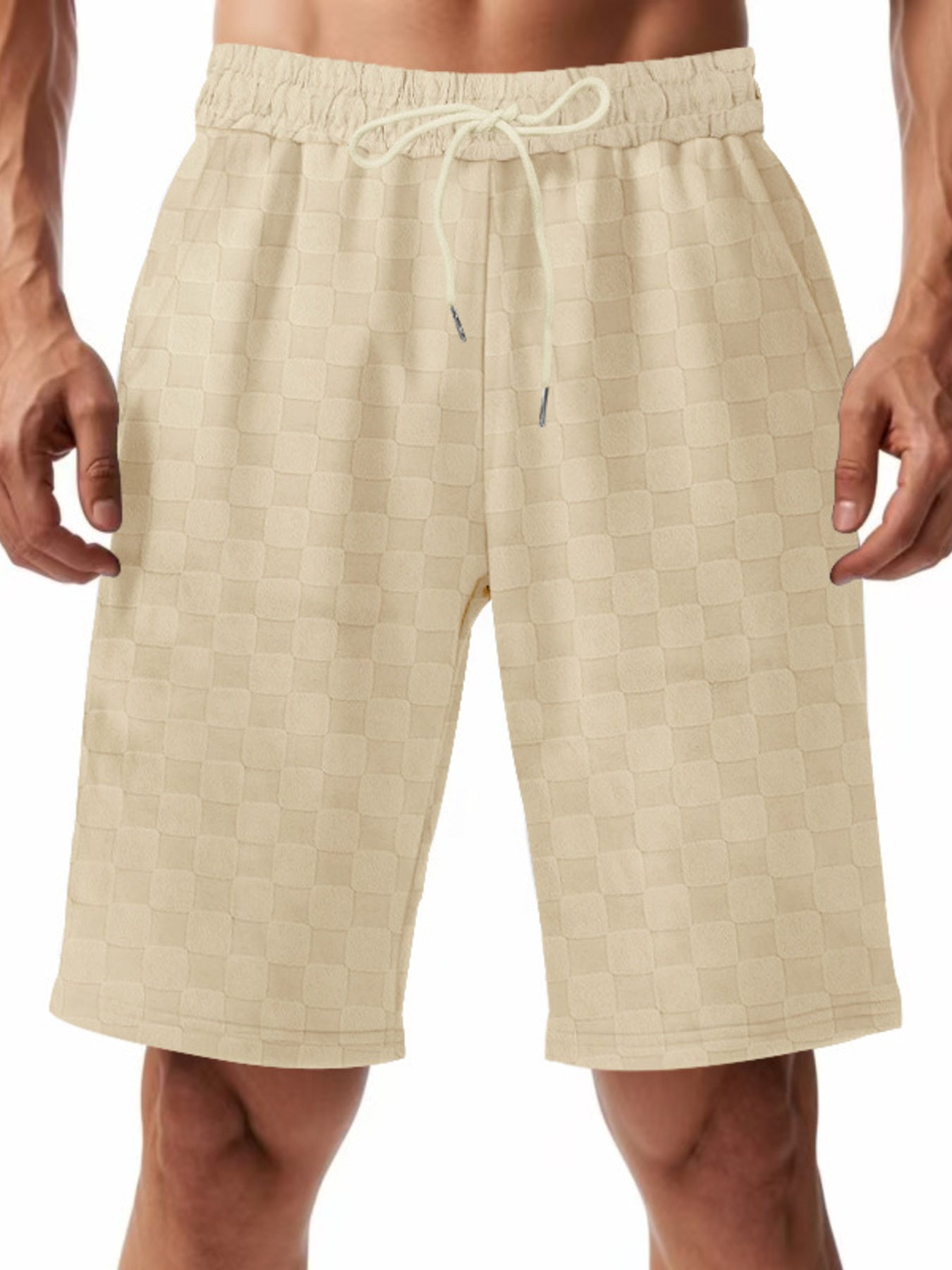 Men's Full Size Checkered Casual Drawstring Shorts Plus Size