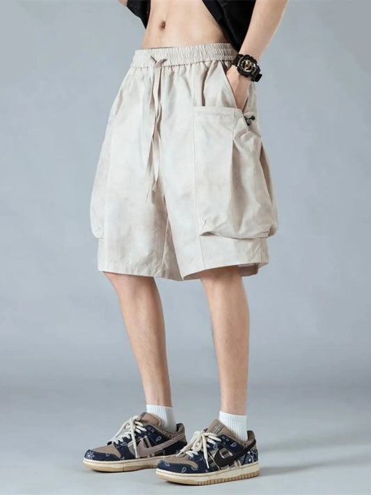 Men's Full Size Elastic Waist Cargo Shorts with Multi-Pockets Plus Size