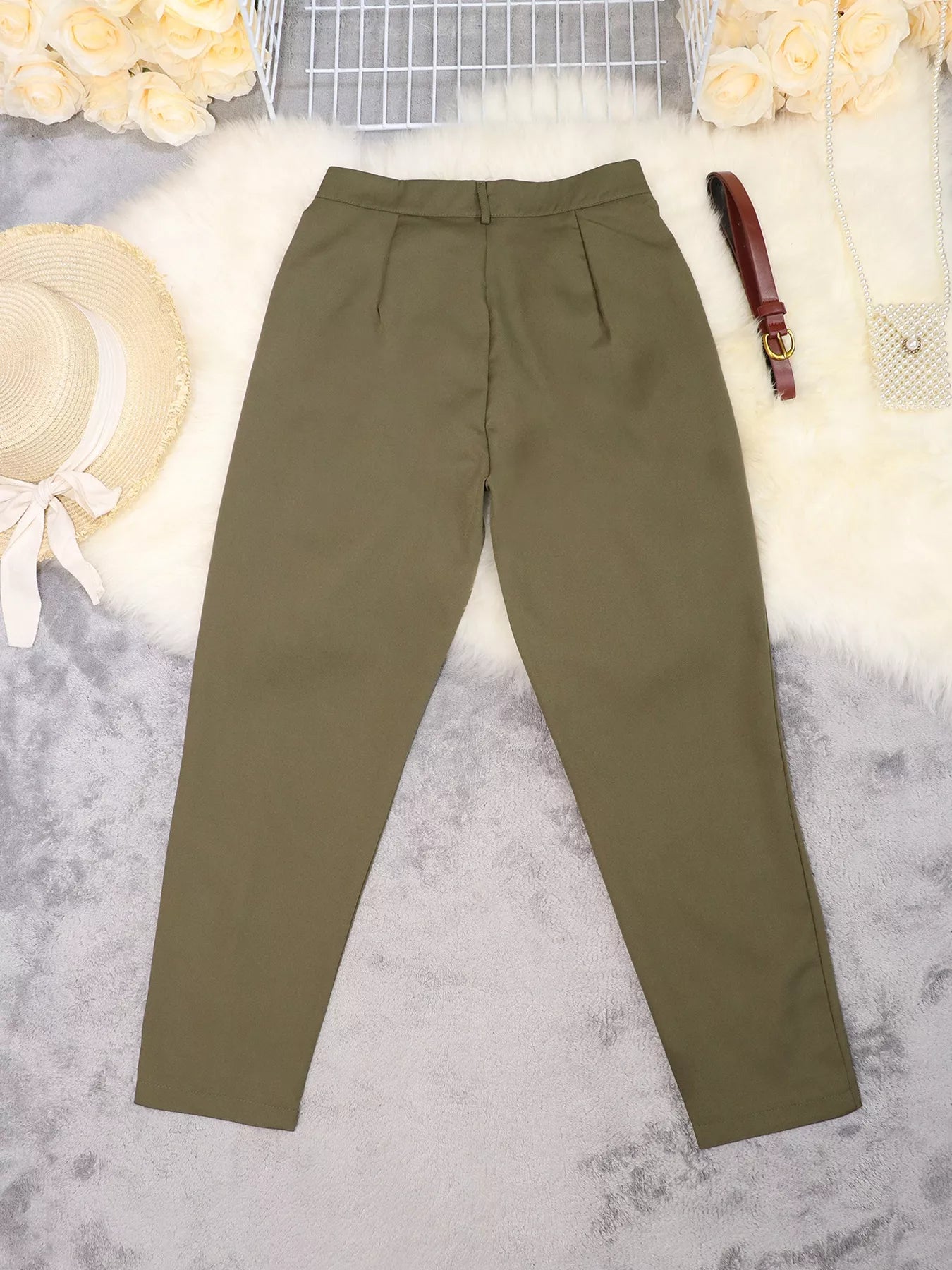High-Waisted Pleated Pants
