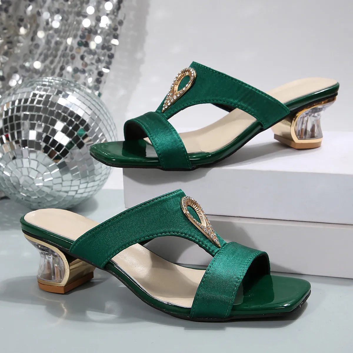 Open Toe Block Heels Sandals