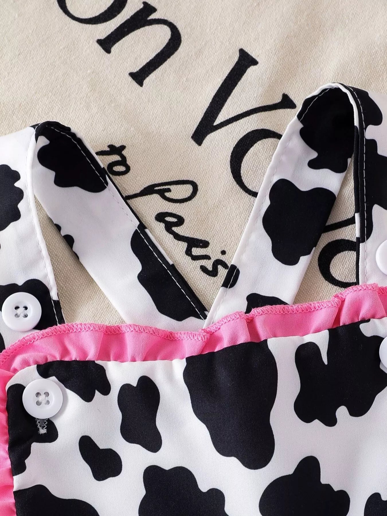 Children's Cow Print Ruffle Jumpsuit