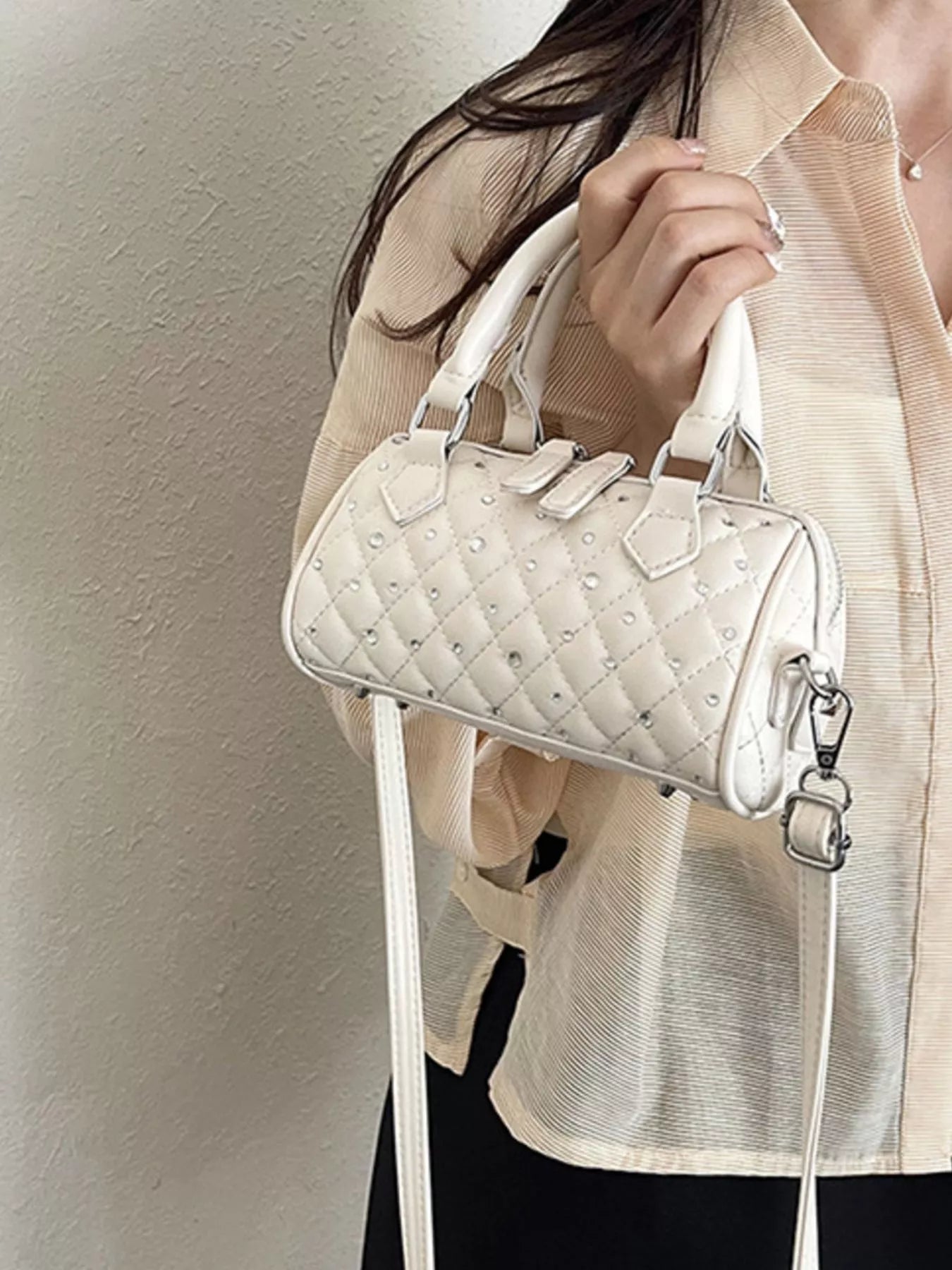 Quilted Barrel Handbag