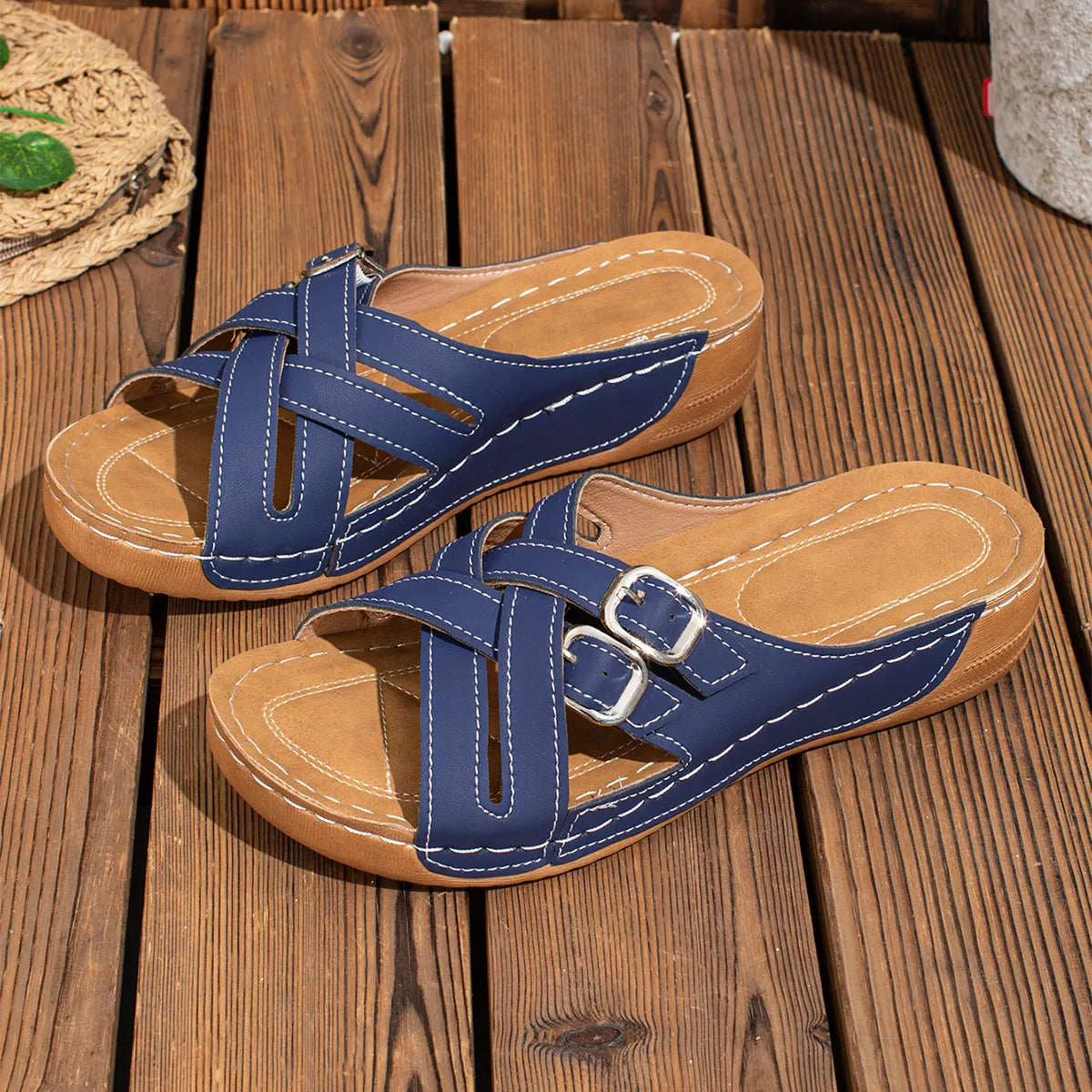 Crisscross Open Toe Platform Sandals