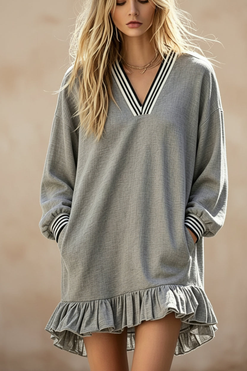 Women's Linen Asymmetrical Hem Loose Mini Dress