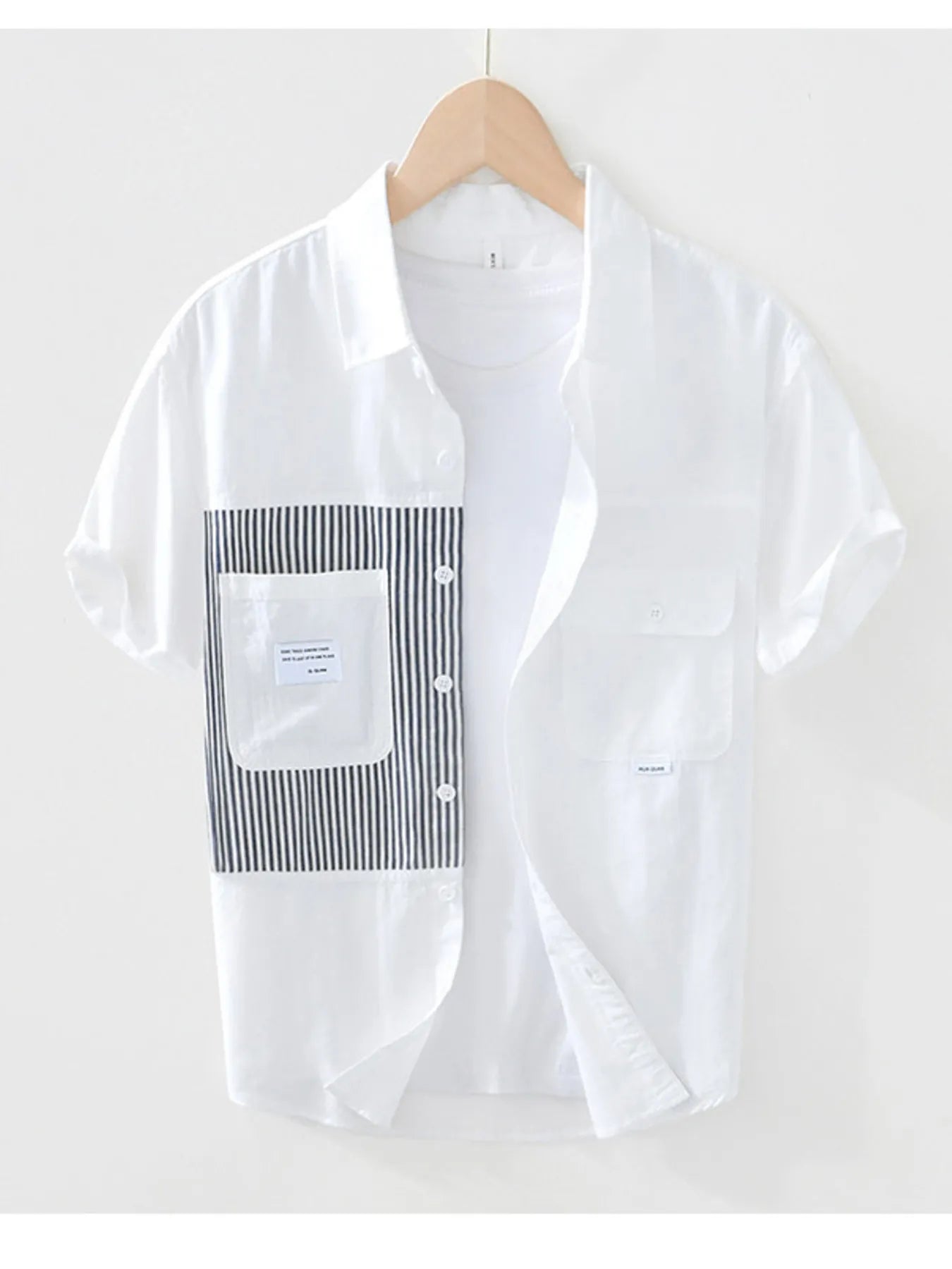 Men's Striped Button Front Short Sleeve Shirt