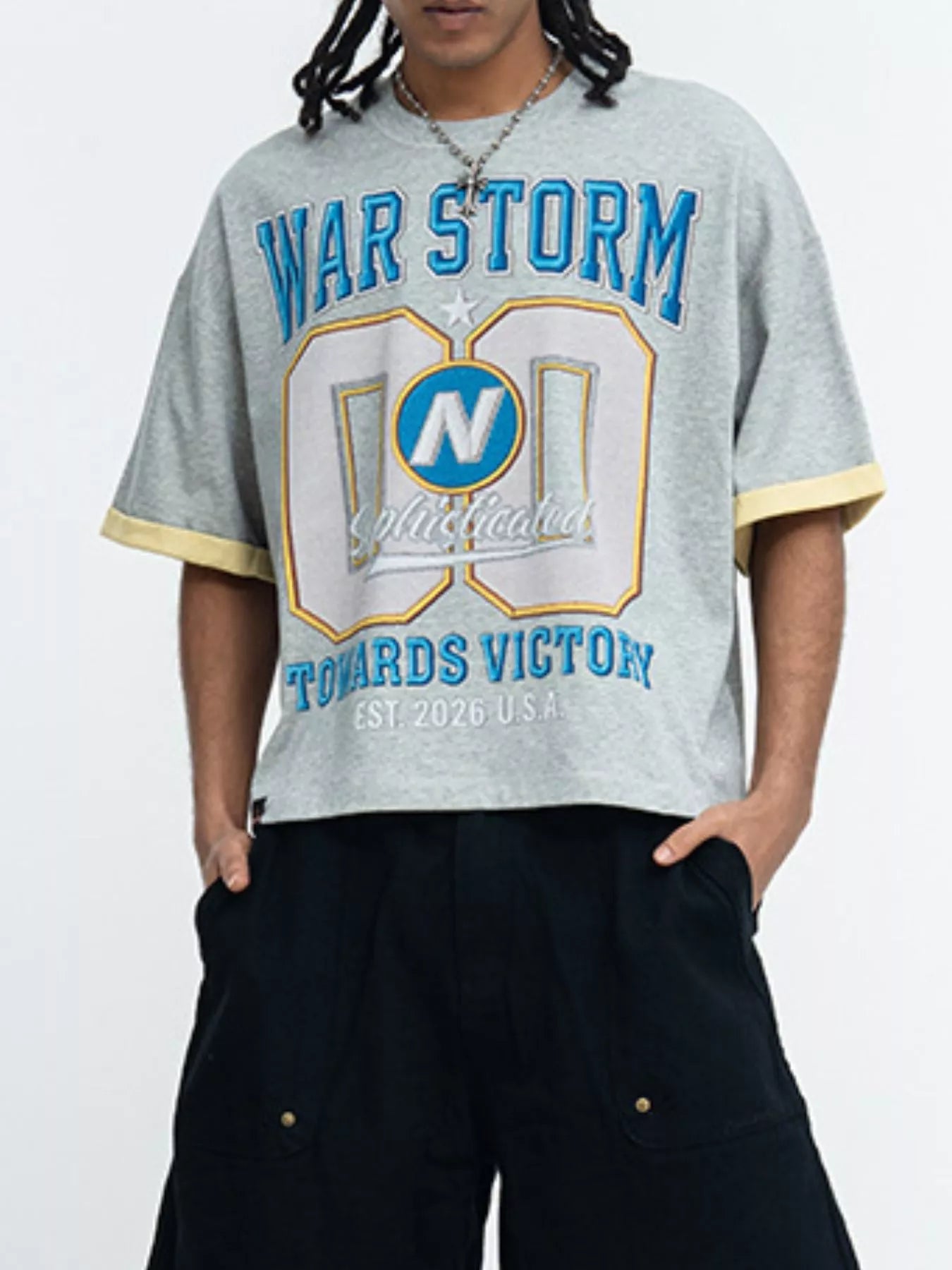 Men's War Storm Graphic Round Neck T-Shirt