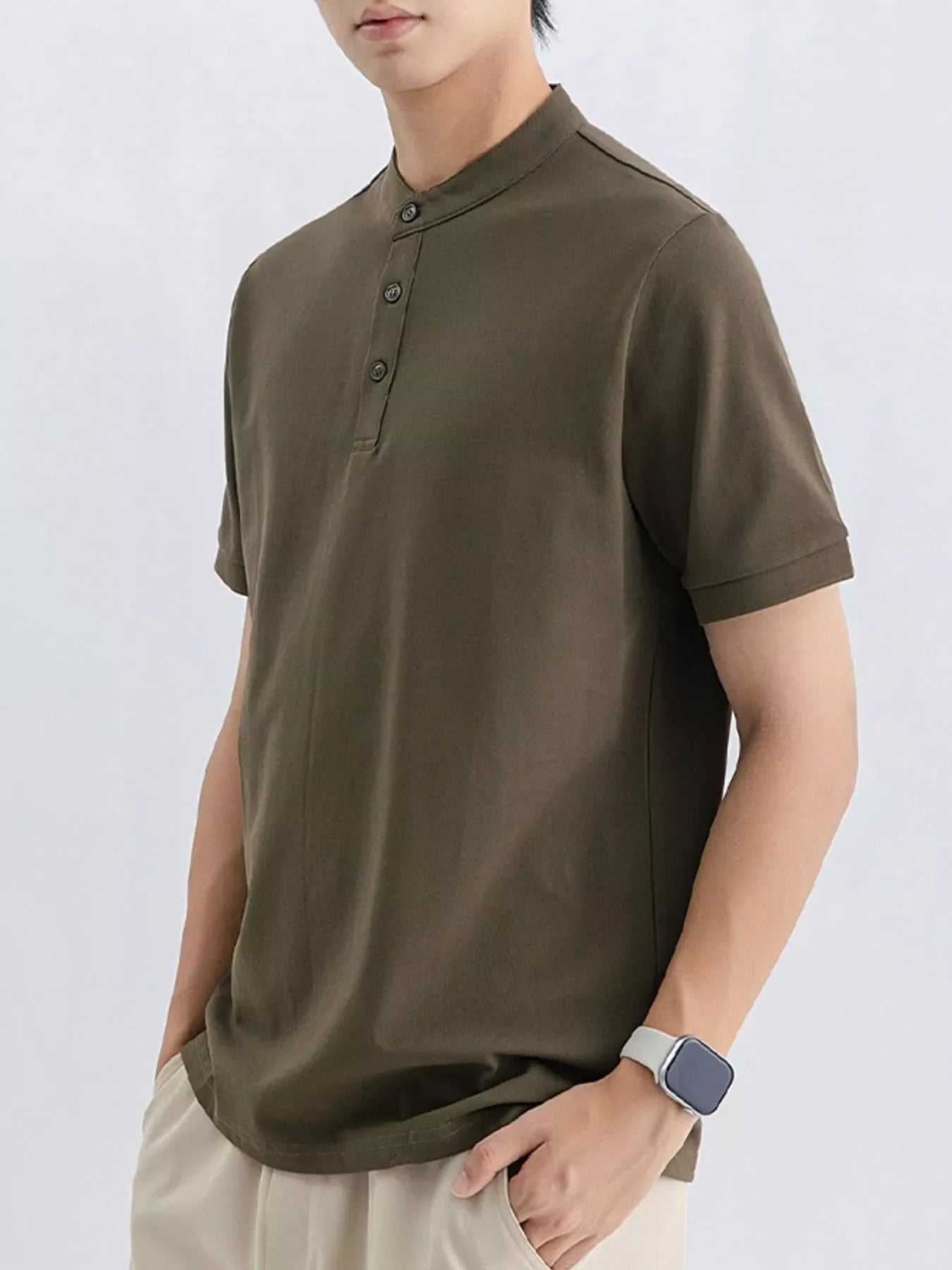 Men's Plus Size Button Detail Short Sleeve T-Shirt