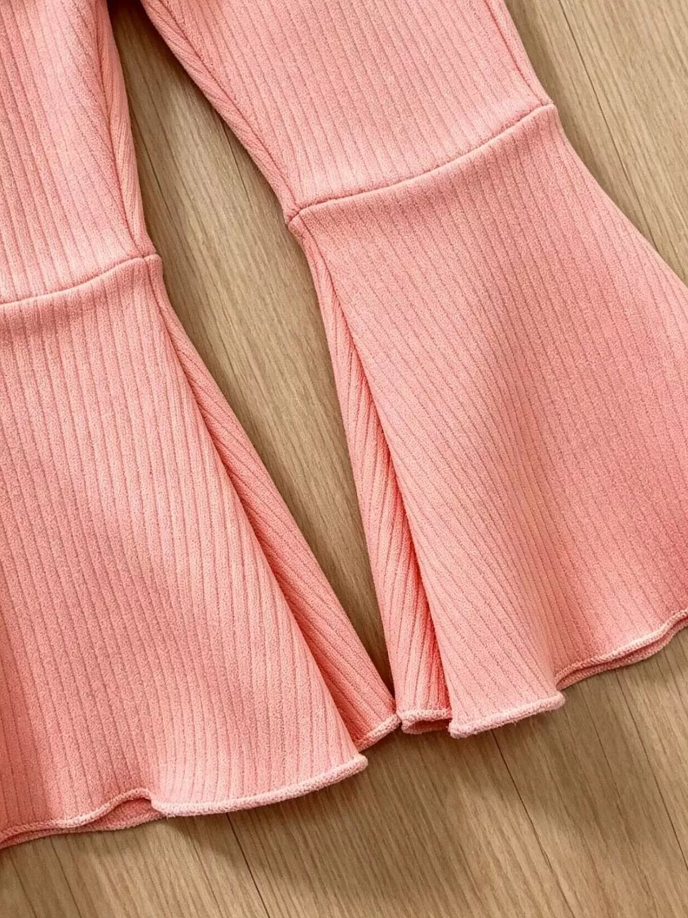 Children's Ruffled Long Sleeve Top and Flare Pants Set
