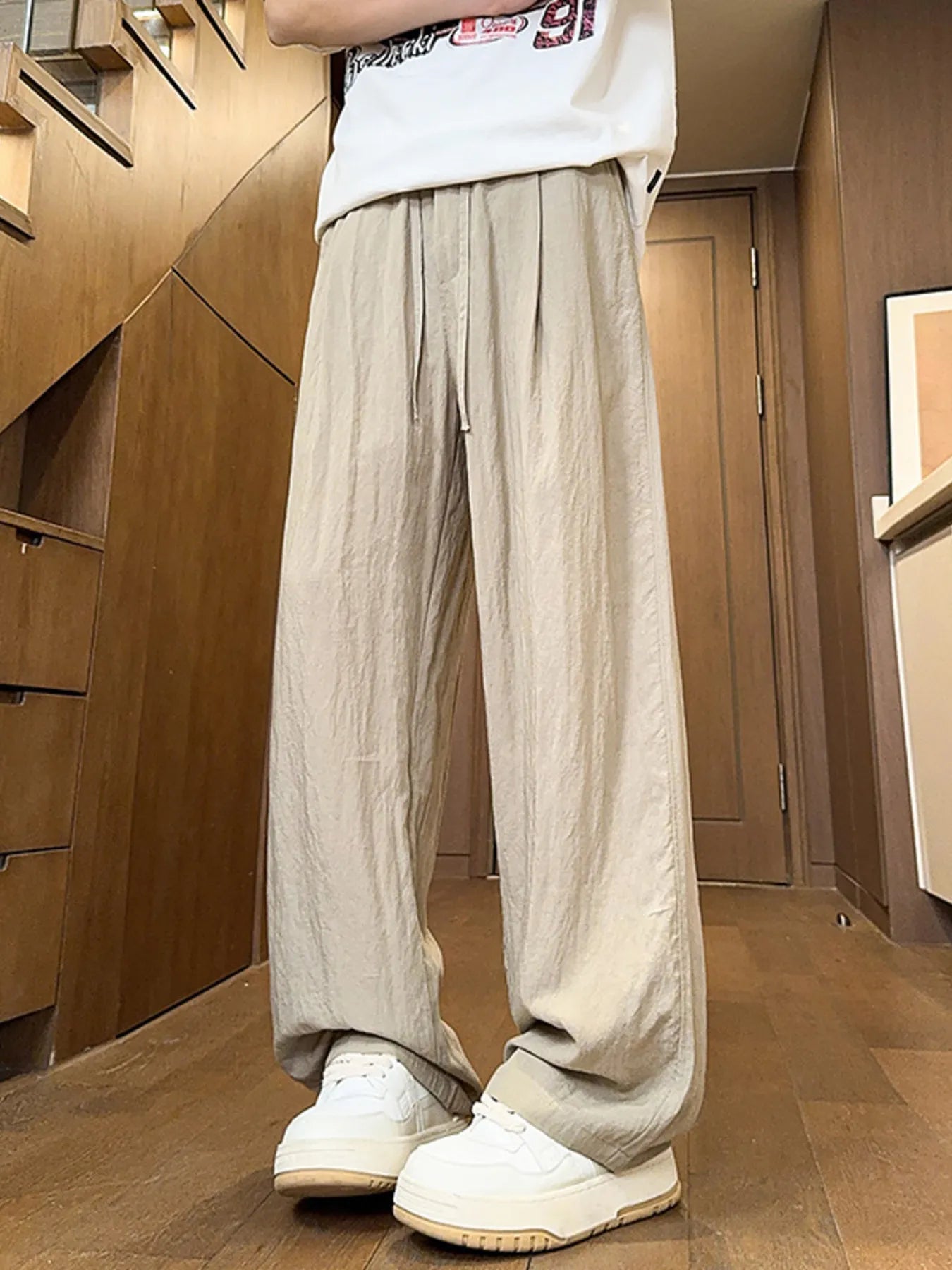 Men's Full Size Drawstring Wide Leg Casual Pants Plus Size