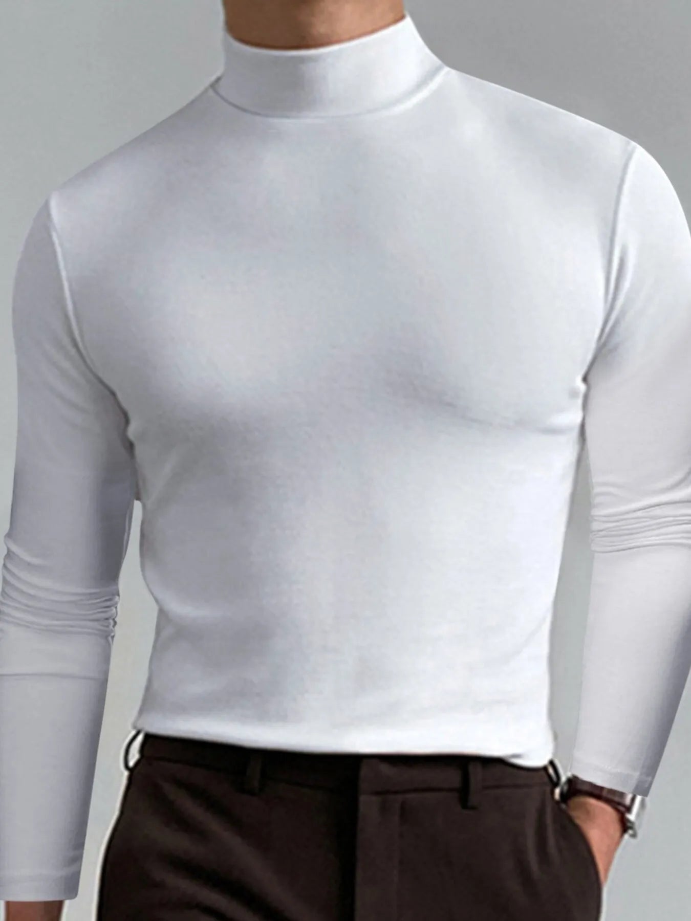Men's Full Size Turtleneck Long Sleeve T-Shirt Plus Size