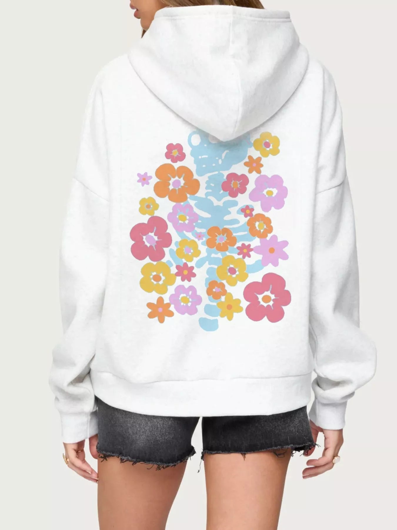 Drop Shoulder Graphic Hoodie with Kangaroo Pocket