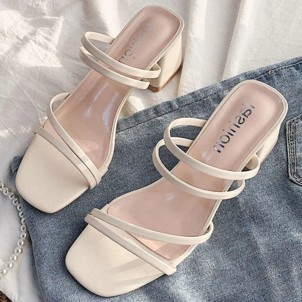 Open Toe Block Heels Sandals